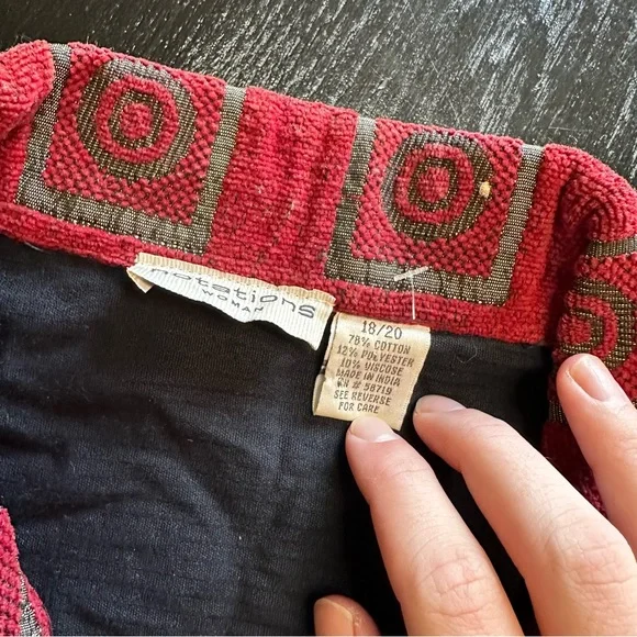 Vintage Notations Size 20 XXL 2X Red Blue Tribal Blazer Unique Grandma Chic - Picture 3 of 7